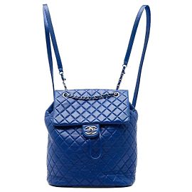 Zaino Chanel Urban Spirit Large in pelle di agnello matelassé blu