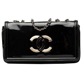 Sac à épaule Chanel CC Patent Lipstick Ligne Flap Noir