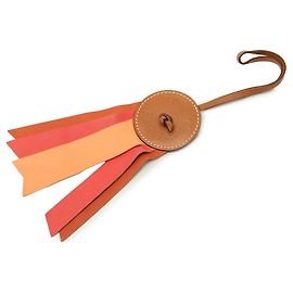 Chaveiro pingente Paddock Flot Ribbon Hermès em couro de bezerro Hunter e pele de cordeiro Milo marrom