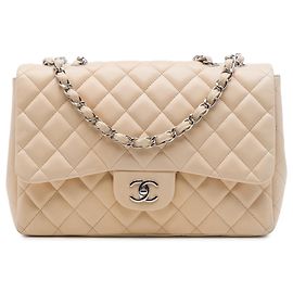 Borsa a tracolla Chanel Jumbo Classic Single Flap in pelle d'agnello marrone