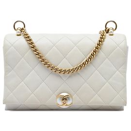 Weiße Chanel Small Quilted Calfskin Pearl CC Accordion Flap Crossbody Bag