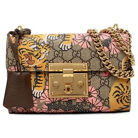 Gucci Small GG Supreme Bengal Padlock Crossbody Beige