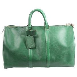 Borsa da viaggio Louis Vuitton Keepall 45 in pelle Epi Verde M42974