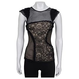 Top ajustado Valentino con inserciones de encaje negro - Talla S Segunda mano