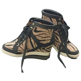 Jimmy Choo Sneakers Alte Zebrate con Zeppa