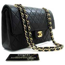 Borsa a tracolla con catena CHANEL Classic Double Flap 10" in pelle di agnello nera
