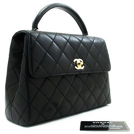 Borsa a mano CHANEL in Lamskin Top Handle Small Bag Kelly Black Flap