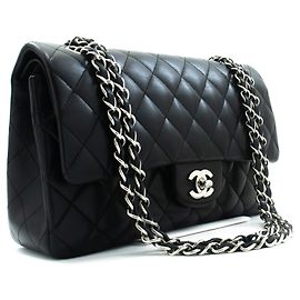 Borsa a tracolla con catena CHANEL Classic Double Flap 10" in pelle di agnello nera