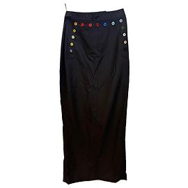 Autre Marque Falda maxi Christopher John Rogers de mezcla de lana negra con botones coloridos