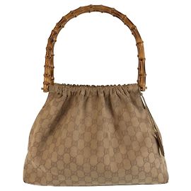 Borsa Gucci Bamboo Marrone Beige in Tela