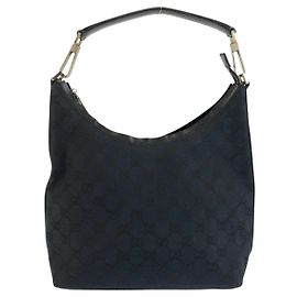 Borsa a spalla Gucci nera in tessuto