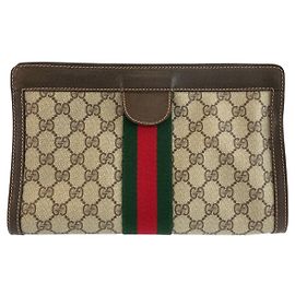 Pochette Gucci Marrone Beige in Tela