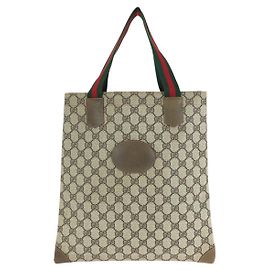 Gucci Tote Bag Braun Beige Stoff