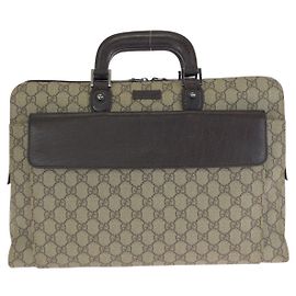 Gucci Briefcase Brown Beige Cloth