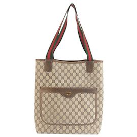 Gucci Tote Bag Braun Beige Stoff