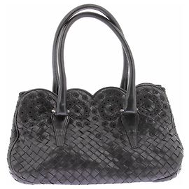 Bottega Veneta Schwarze geflochtene Ledertasche