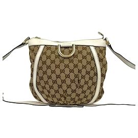 Borsa a tracolla Gucci Abbey in tela e pelle con dettagli logo GG