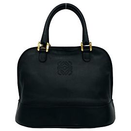 Borsa a mano rotonda in pelle con zip Loewe Vintage Anagram Logo
