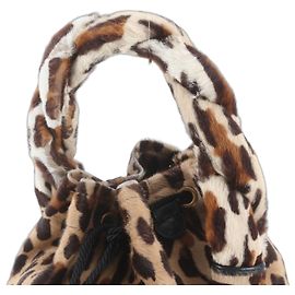 mala de mão Fendi em couro e pelo de bezerro com estampa de leopardo