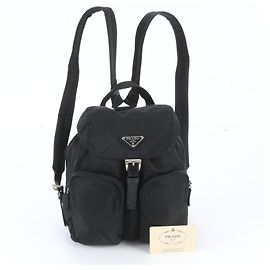 Mochila Prada de nailon Tessuto con logotipo triangular de cuero