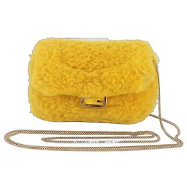 Fendi Nano Baguette Pelzbeutel Schultertasche mit Kette Schlüsselanhänger Charm Pouch