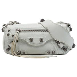 Balenciaga White Lambskin Le Cagole Sling Bag XS