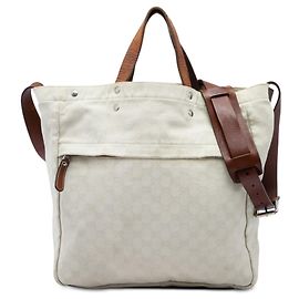 Borsa Satchel Gucci in tela GG bianca