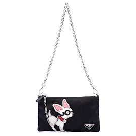 Prada Black Tessuto Chihuahua Chain Pouch