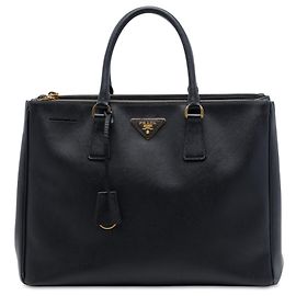 Bolso Prada Galleria Double Zip en cuero Saffiano negro, tamaño Medium