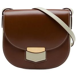 Céline Celine Trotteur Crossbody aus glasiertem Kalbsleder bicolore braun Small