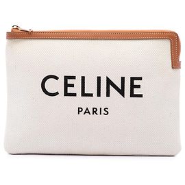 Céline Bolso de mano Celine Large de lona con logo marrón