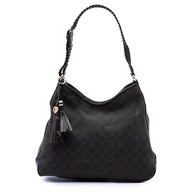 Gucci Marrakech Schultertasche aus GG Denim in Braun Medium