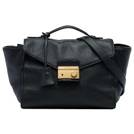 Bolsa Satchel Prada Black Vitello Daino Soundlock