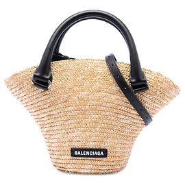Mini Raffia Beach Basket Tote beige Balenciaga