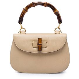 Gucci Beige Grained Calfskin Bamboo Night