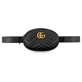 Borsa cintura Gucci Black GG Marmont in pelle di vitello matelassé