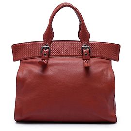 Tote con cintura Bottega Veneta in nappa rossa con rifiniture Intrecciato