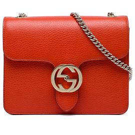 Gucci Orange Small Dollar Calfskin Interlocking G Crossbody