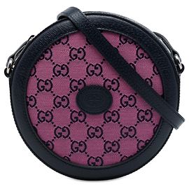 Borsa a tracolla rotonda retro Gucci in tela GG rosa