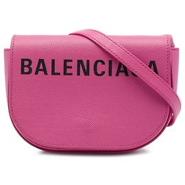 Balenciaga Pink Grained Calfskin Logo Ville Day Crossbody XS