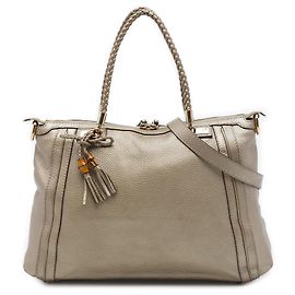 Tote Convertible Bella Gucci em couro de bezerro metalizado dourado