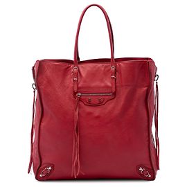 Balenciaga Papier A5 Zip Around Tote aus rotem Leder