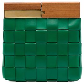 Bottega Veneta The Snap Clutch aus grünem Lammleder Maxi Intrecciato