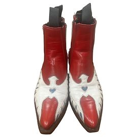 Mexicana Botines Western Rojos y Blancos