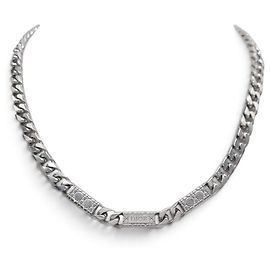 NUEVO COLLAR CHRISTIAN DIOR DE ESLABONES MOTIVO CANNAGE 47-52 CM METAL