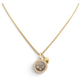 COLLIER CHOPARD HAPPY DIAMONDS 793957 DIAMANTS OR JAUNE 18K 8.15G NECKLACE