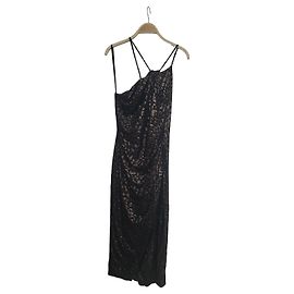 Iro Schwarzes und goldenes Maxikleid mit Leopardenprint