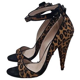 Miu Miu Leopard Print Calfskin Heel Sandals