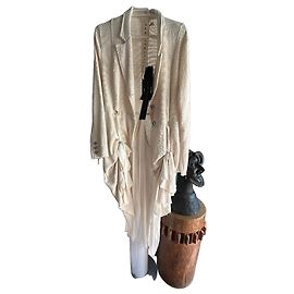 Autre Marque Sanctamuerte Beige Cotton and Silk Asymmetrical Blazer