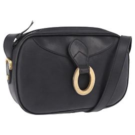 Borsa a Tracolla Christian Dior Trotter PVC Pelle Nero Tono Oro Auth 201320